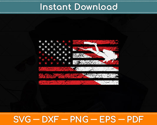 American Flag Funny Scuba Diving Svg Png Dxf Digital Cutting File