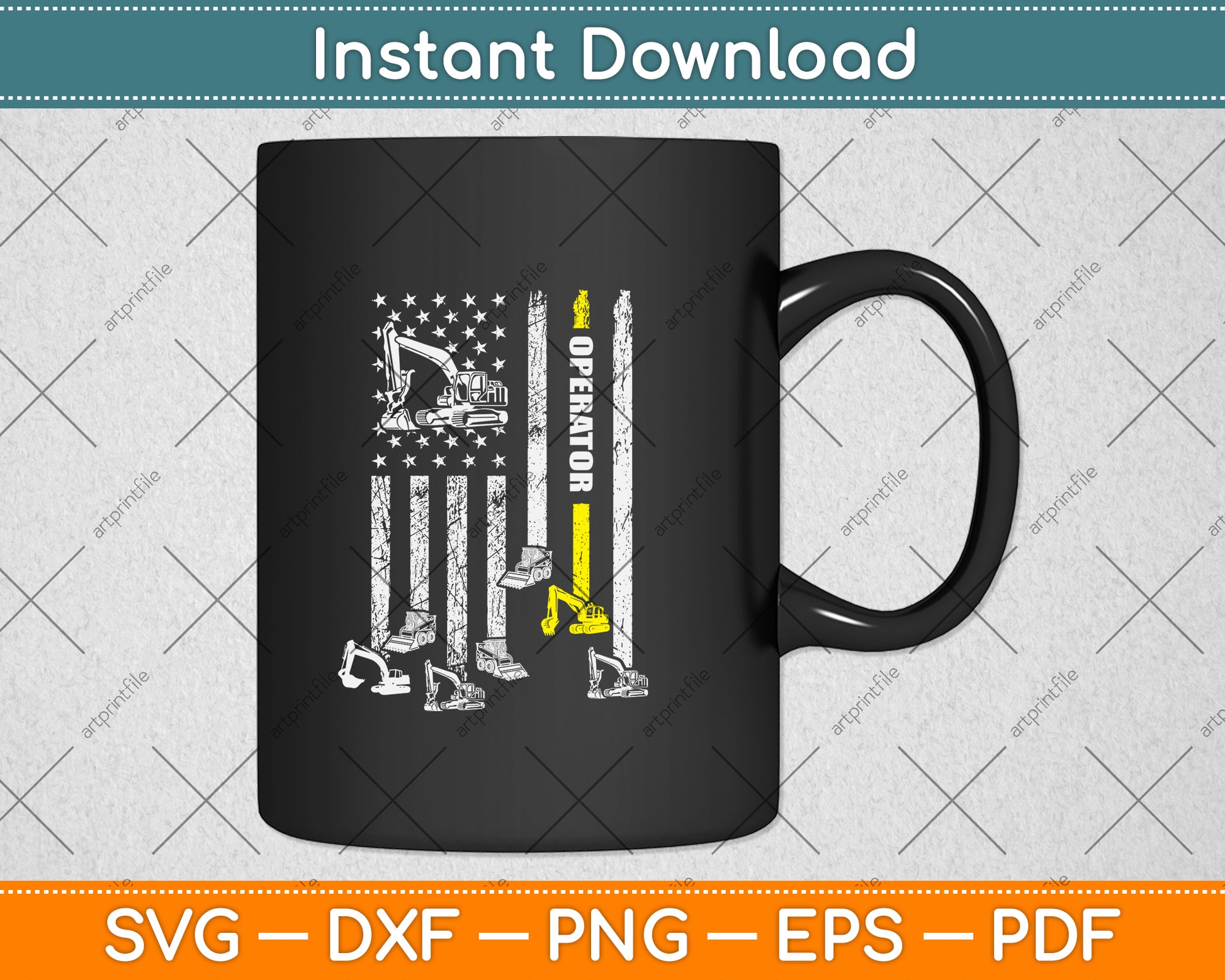 American Flag Heavy Equipment Operator Svg Png Dxf Digital Cutting File