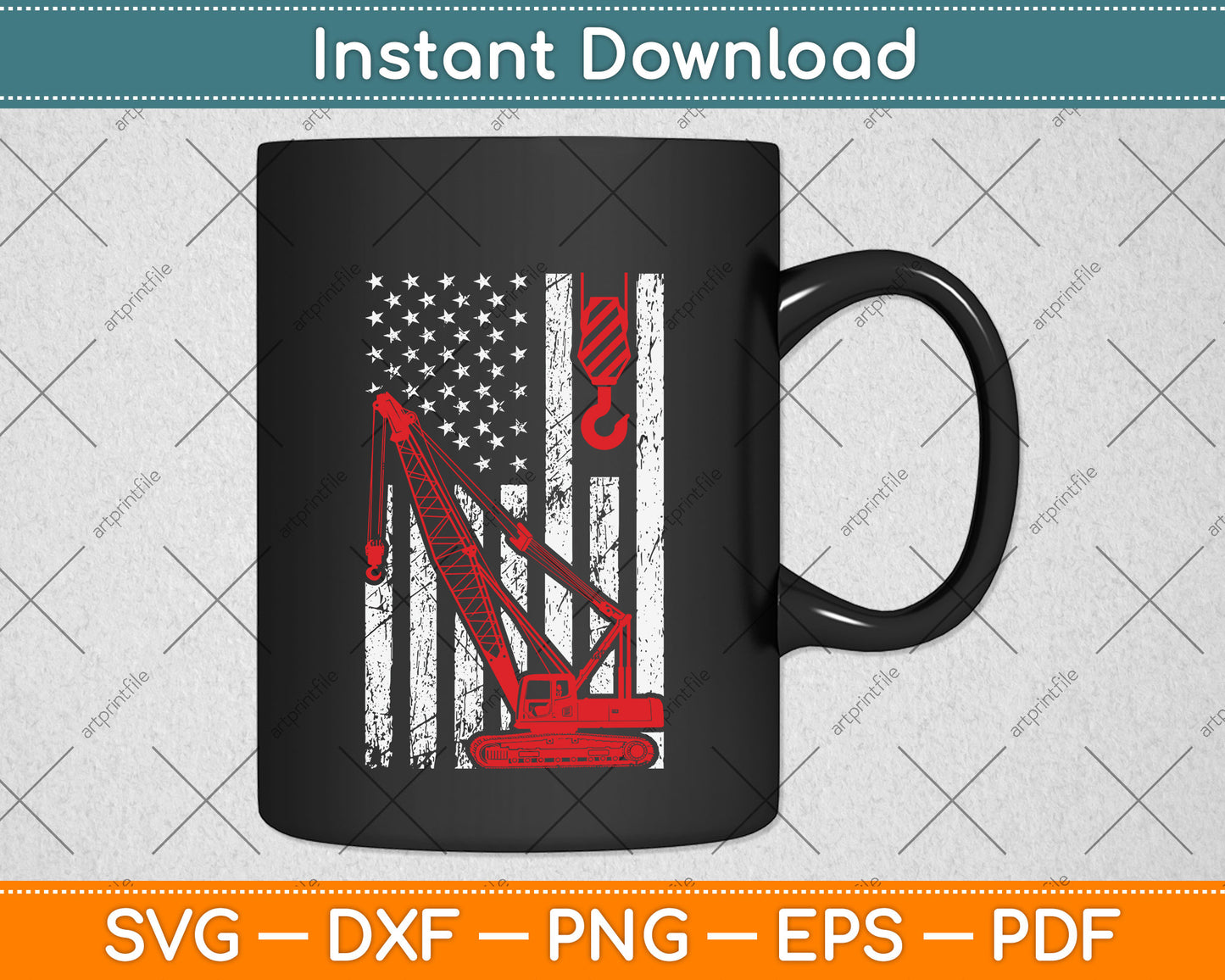 American Flag Heavy Equipment Operator Svg Png Dxf Digital Cutting File