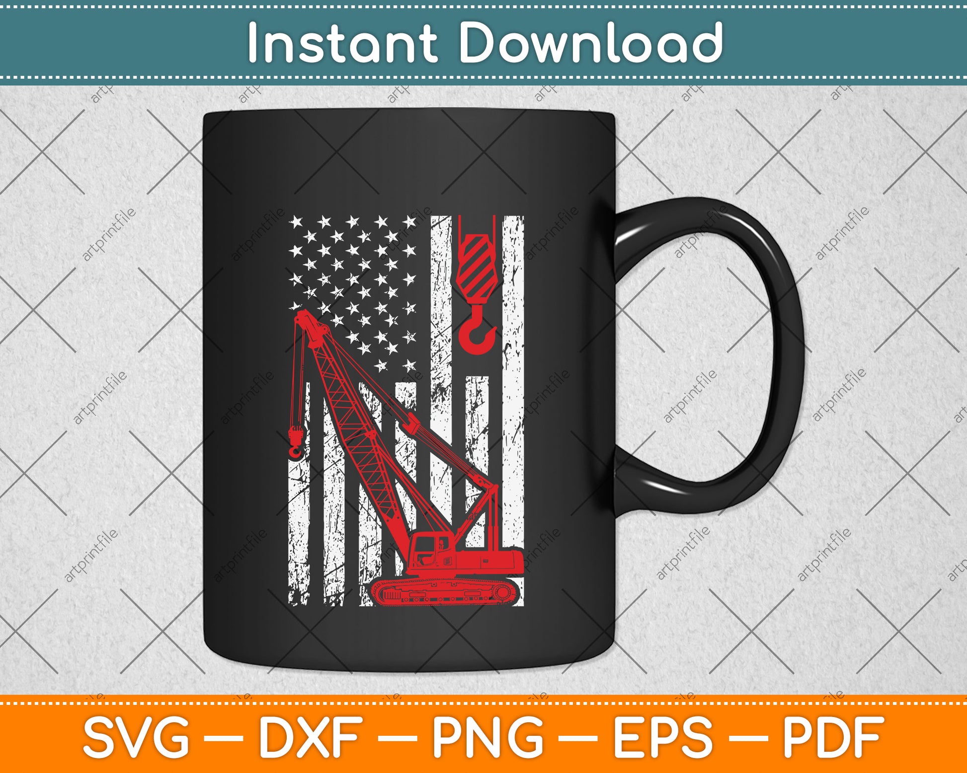 American Flag Heavy Equipment Operator Svg Png Dxf Digital Cutting File