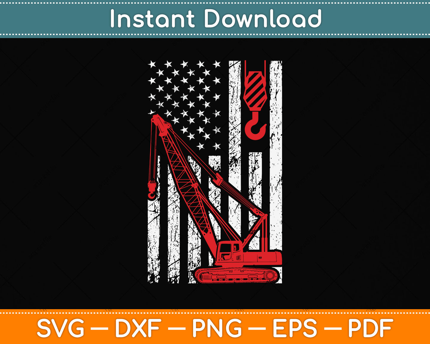 American Flag Heavy Equipment Operator Svg Png Dxf Digital Cutting File