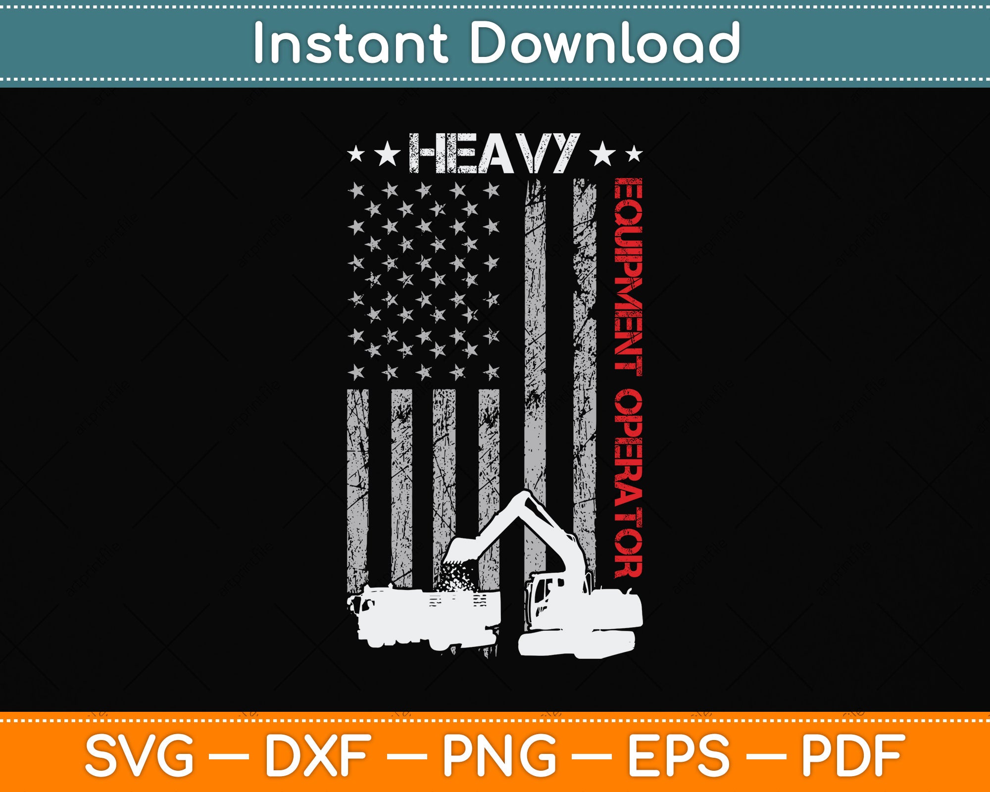 American Flag Heavy Equipment Operator Svg Png Dxf Cutting File ...