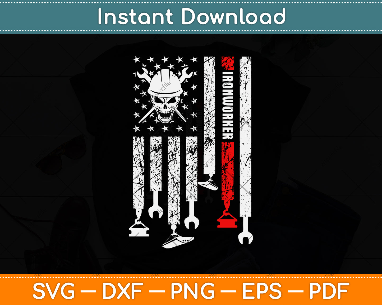 American Flag Ironworker Svg Png Dxf Digital Cutting File