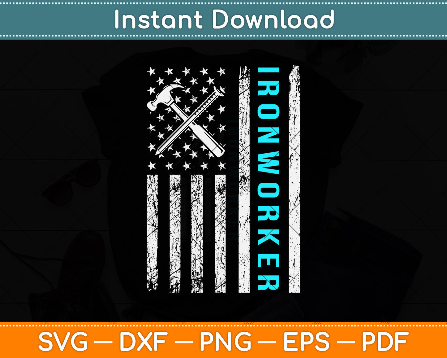 American Flag Ironworker Svg Png Dxf Digital Cutting File