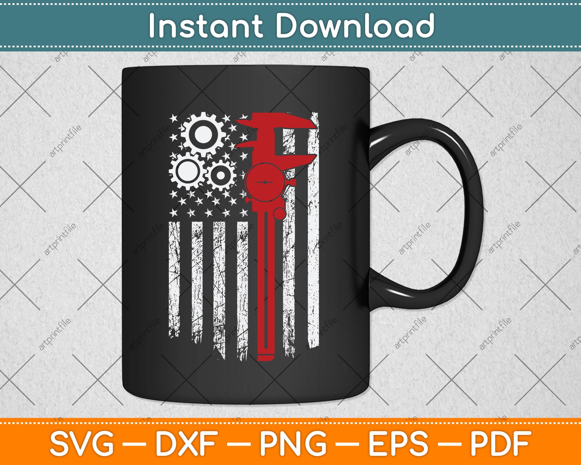 American Flag Machinist Tools CNC Machine Operator Svg Png Dxf Digital Cutting File