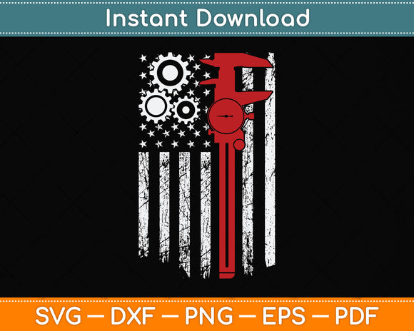 American Flag Machinist Tools CNC Machine Operator Svg Png Dxf Digital Cutting File