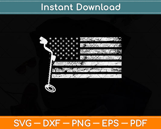 American Flag Metal Detecting Svg Png Dxf Digital Cutting File