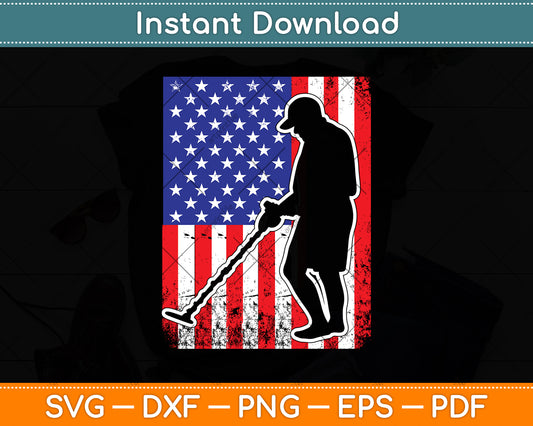 American Flag Metal Detector Svg Png Dxf Digital Cutting File