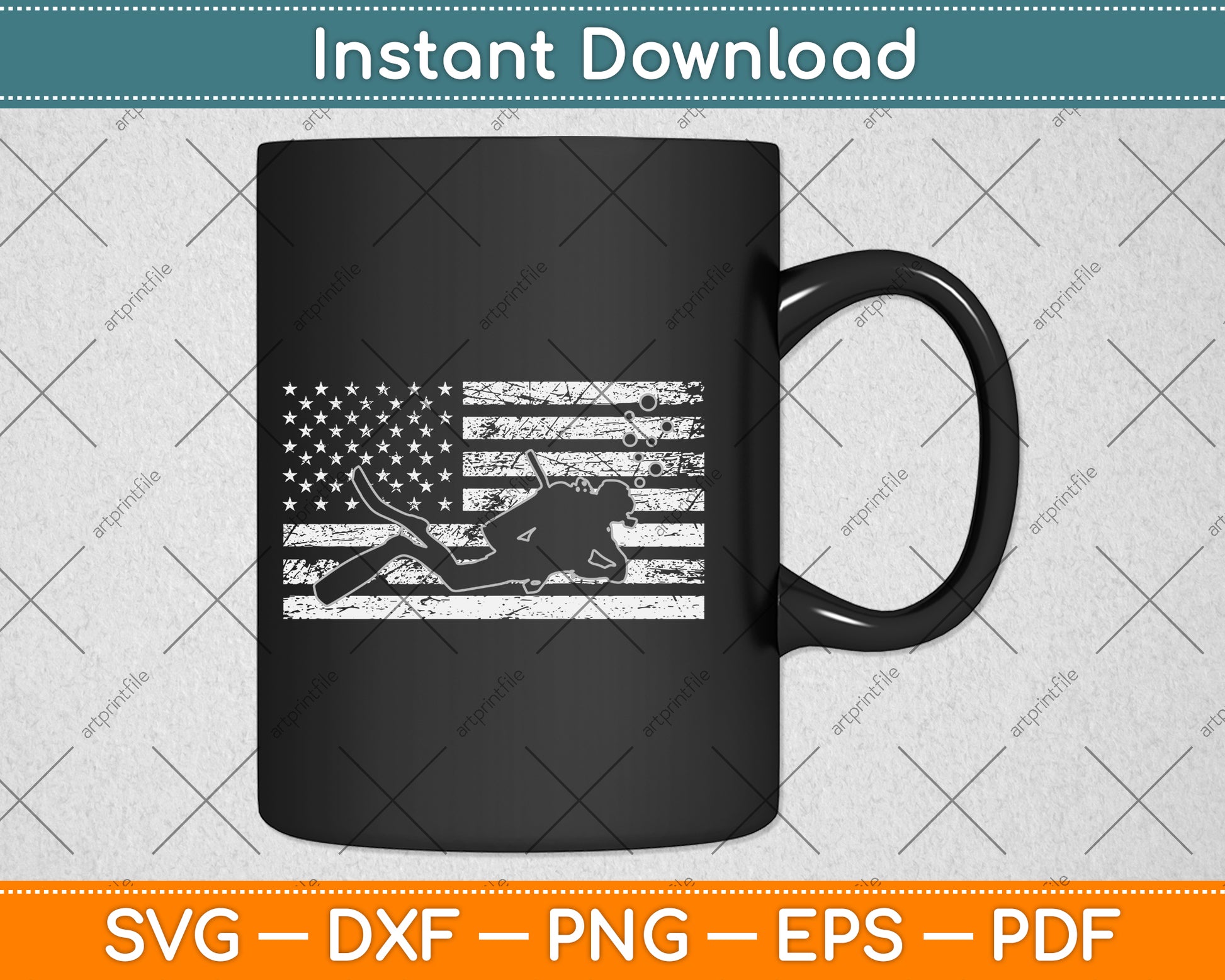 American Flag Scuba Diver Svg Png Dxf Digital Cutting File
