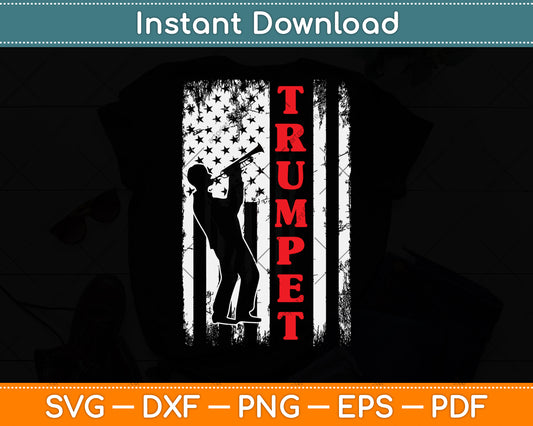 American Flag Trumpet Svg Png Dxf Digital Cutting File