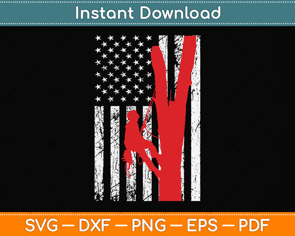 Arborist Patriotic Gift Distressed American Flag 4th of July Svg Png Dxf Cutting File