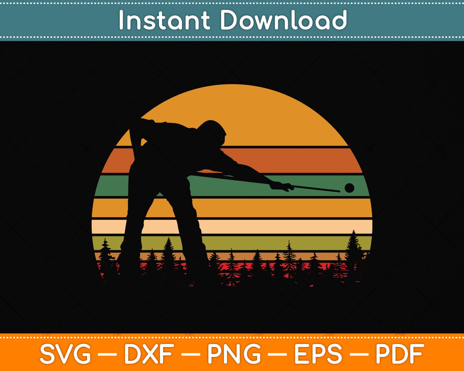Billiards Player Retro Vintage Sports Pool Snooker Svg Png Dxf Digital Cutting File