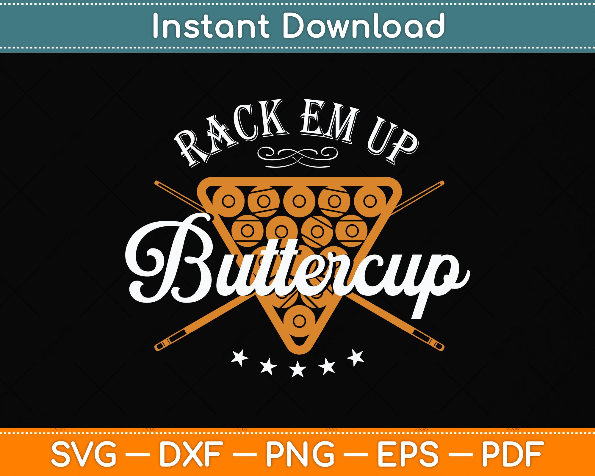 Billiards Pool Player Rack Em Up Buttercup Stick 8 Ball Svg Png Dxf Di ...