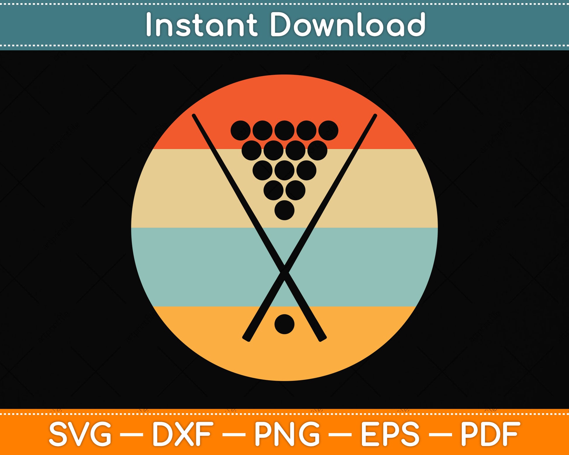 Vintage Retro Pool Billiards Svg Png Dxf Digital Cutting File