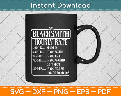Blacksmith Hourly Rate Svg Png Dxf Digital Cutting File