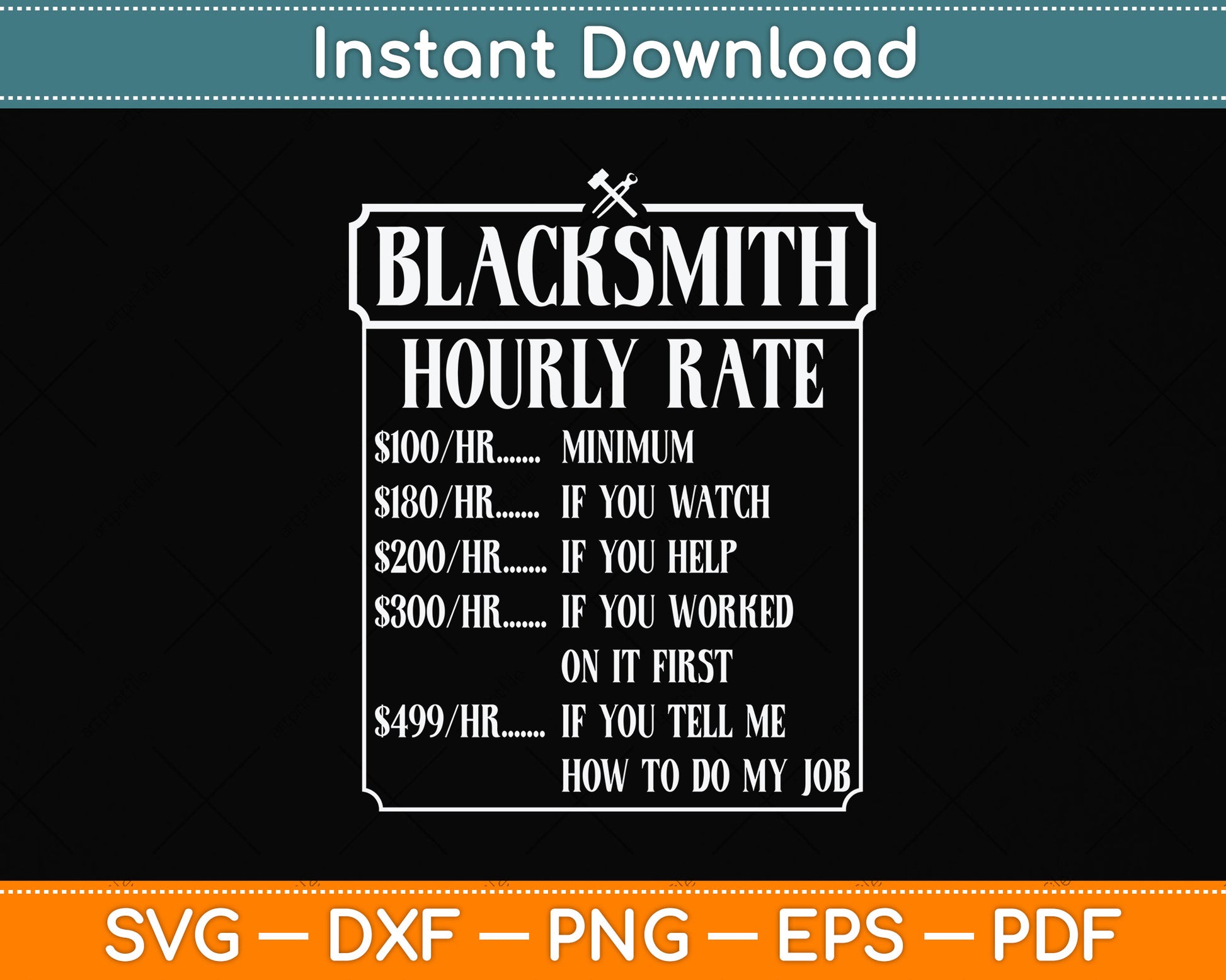 Blacksmith Hourly Rate Svg Png Dxf Digital Cutting File