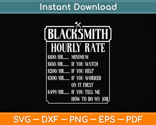 Blacksmith Hourly Rate Svg Png Dxf Digital Cutting File