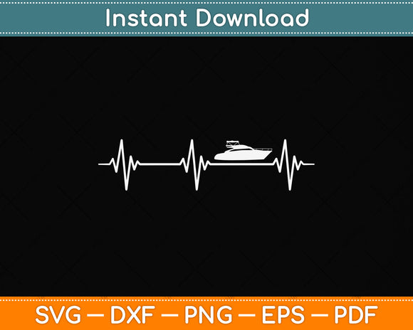 Boat Heartbeat Svg Png Dxf Digital Cutting File