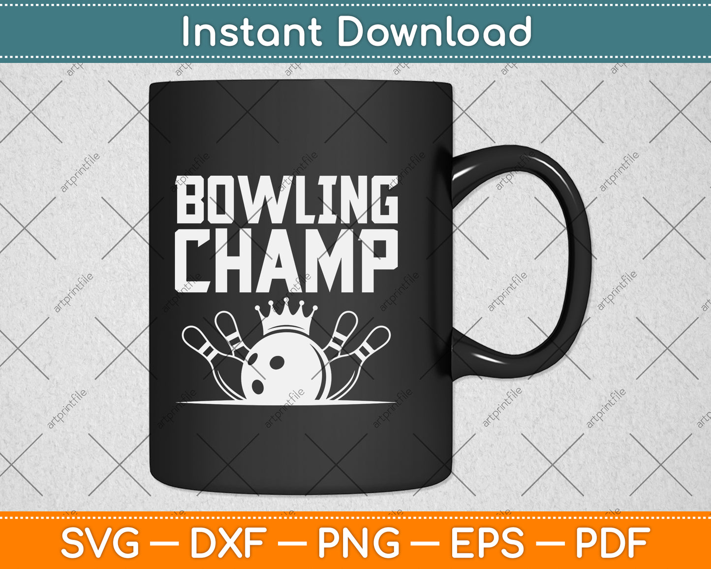 Bowling Champ Vintage Funny Svg Png Dxf Digital Cutting File