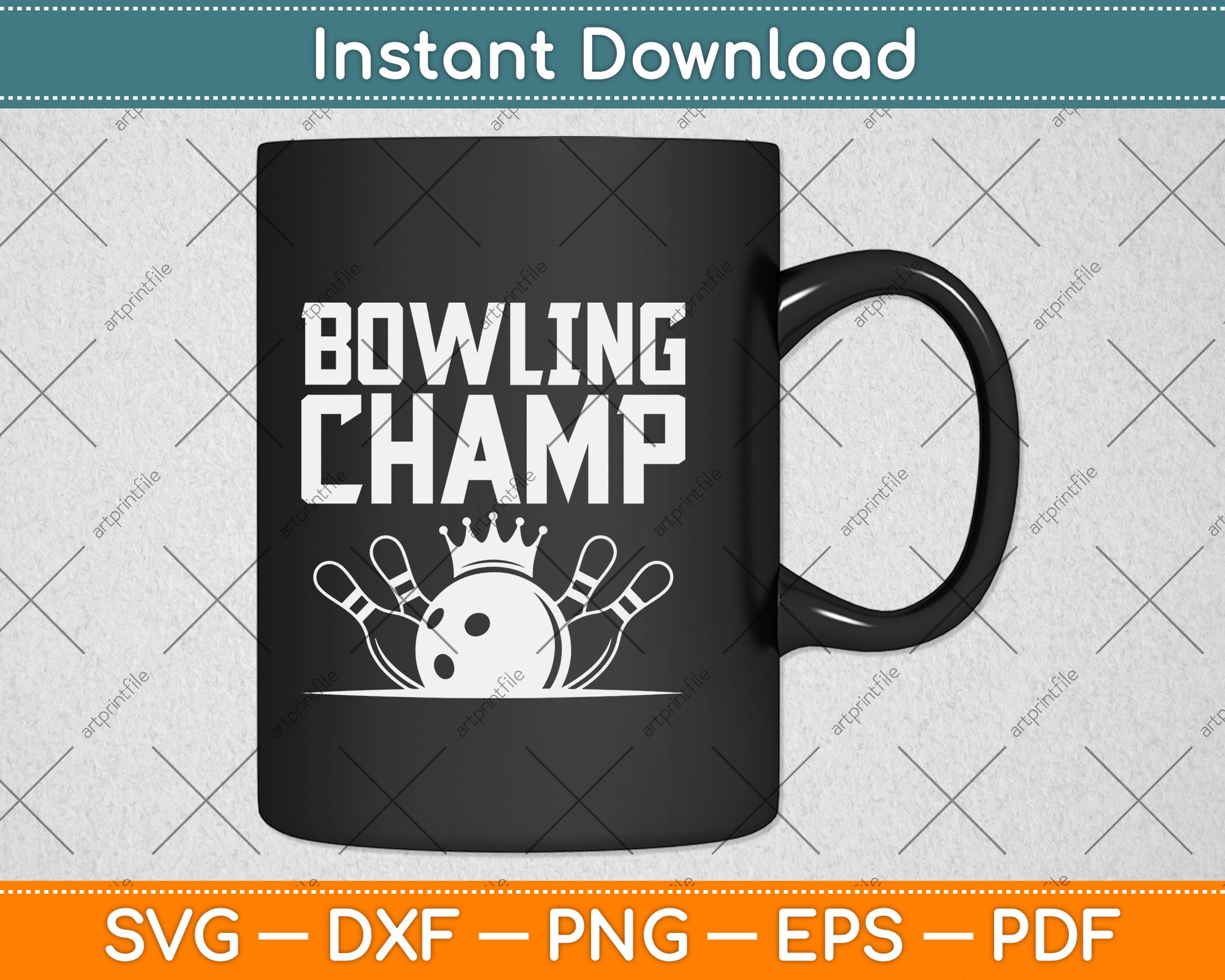 Bowling Champ Vintage Funny Svg Png Dxf Digital Cutting File
