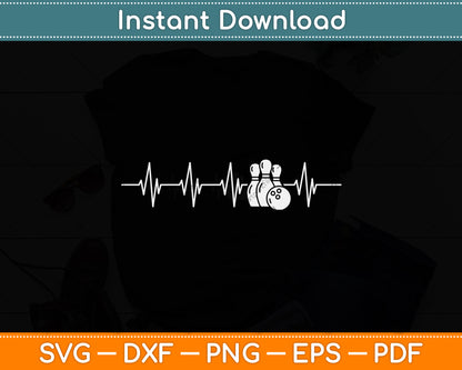 Bowling Heartbeat Funny Bowling Svg Png Dxf Digital Cutting File