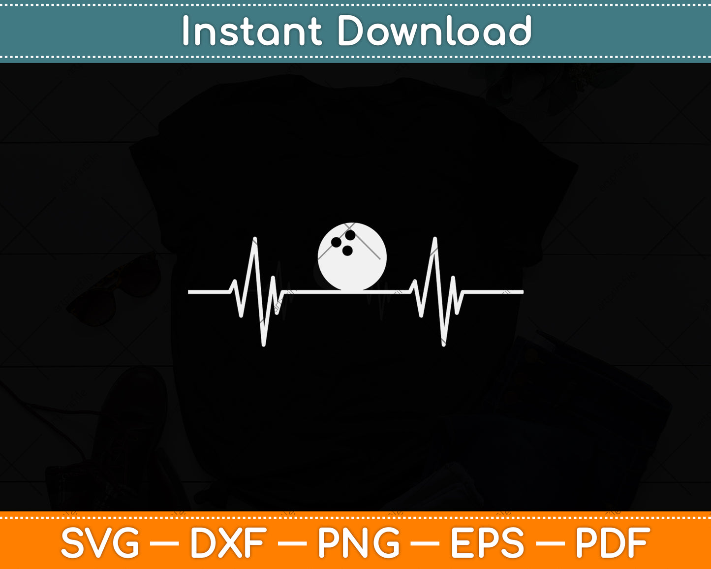 Bowling Heartbeat Funny Svg Png Dxf Digital Cutting File