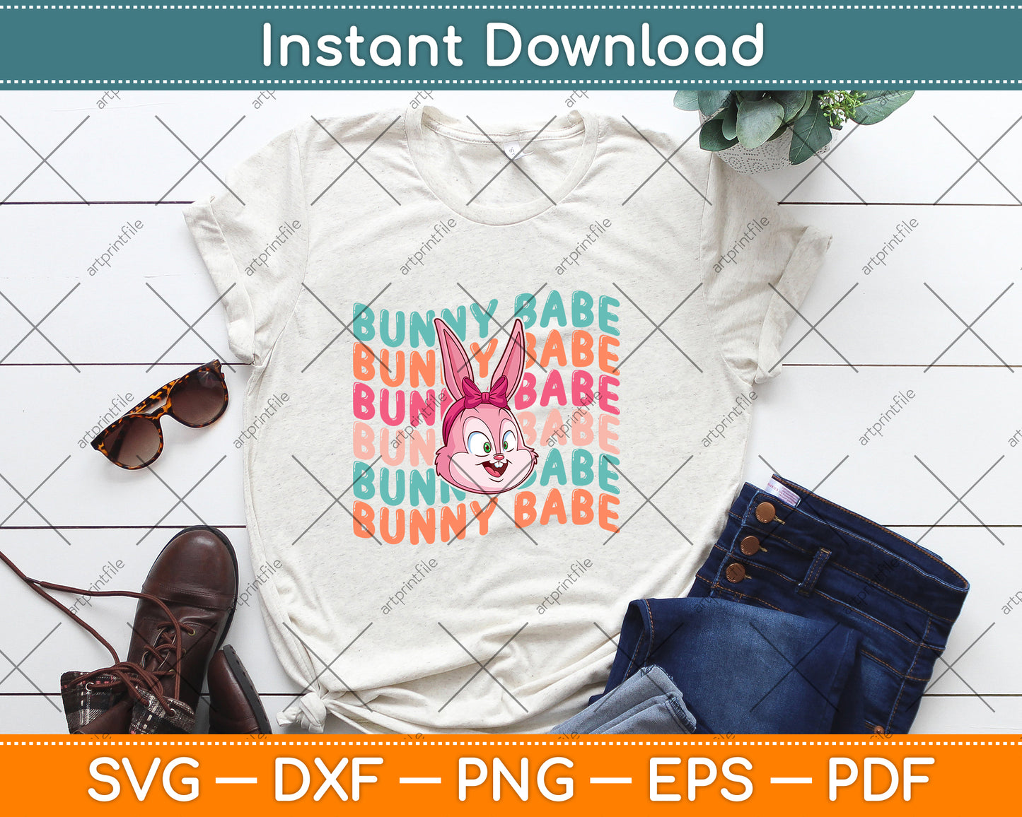 Bunny Babe Easter Sunday Svg Png Dxf Digital Cutting File