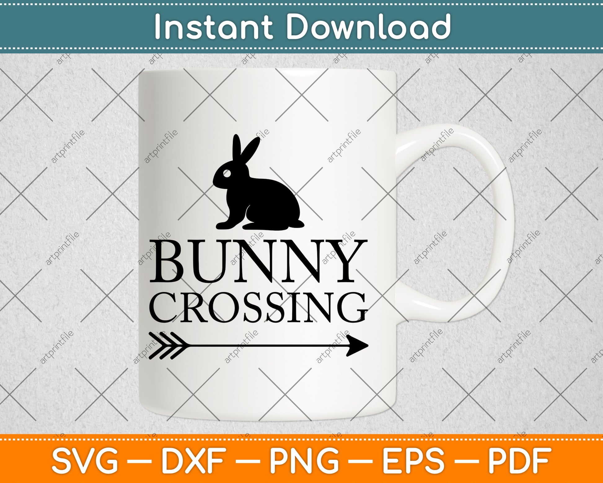Bunny Crossing Easter Sunday Svg Png Dxf Digital Cutting File