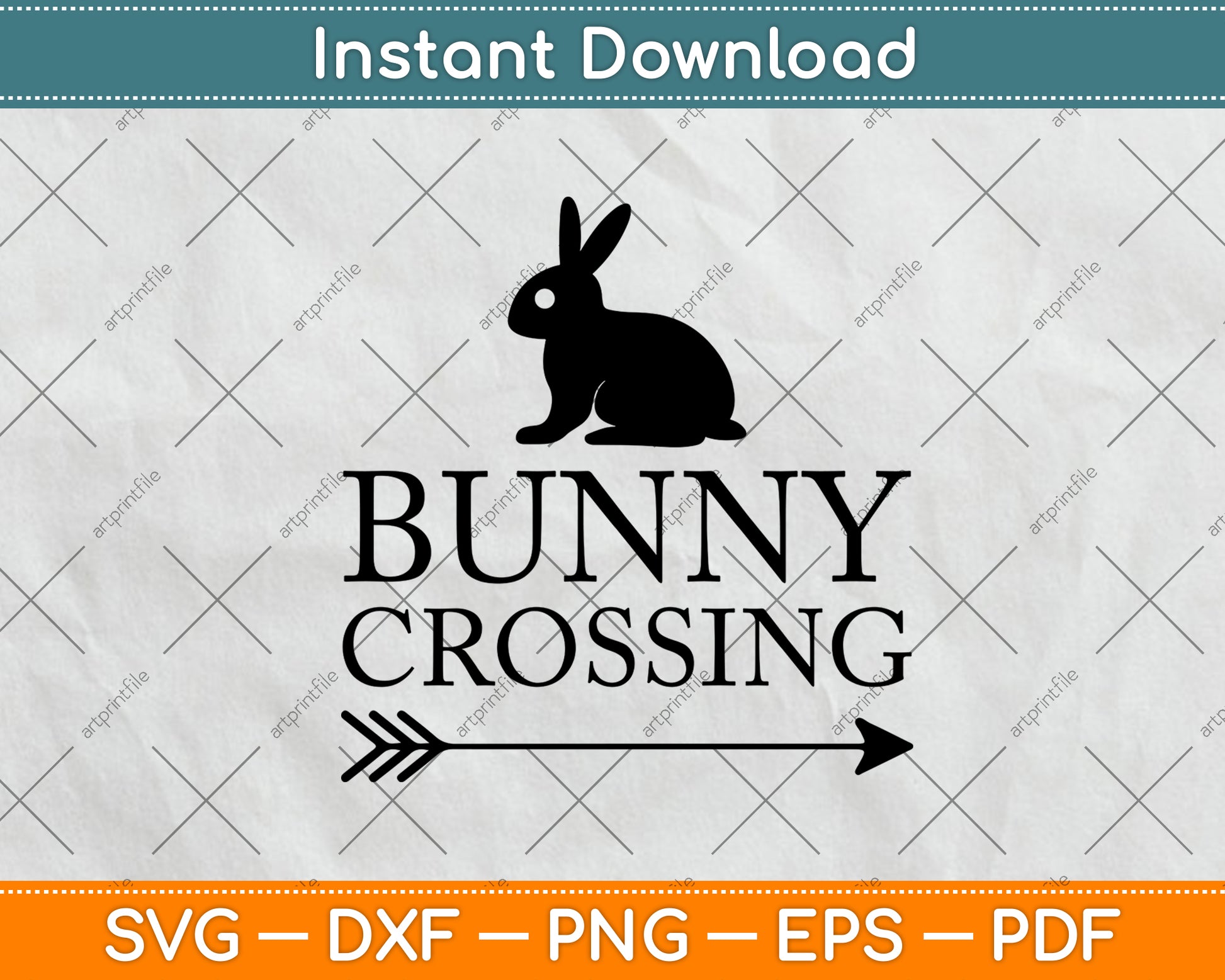 Bunny Crossing Easter Sunday Svg Png Dxf Digital Cutting File