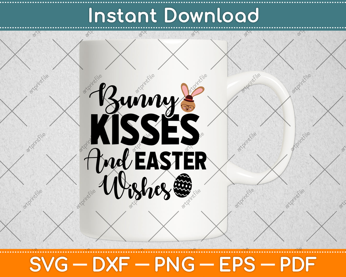 Bunny Kisses And Easter Wishes Svg Png Dxf Digital Cutting File