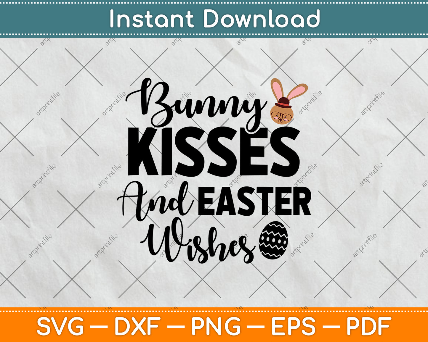 Bunny Kisses And Easter Wishes Svg Png Dxf Digital Cutting File