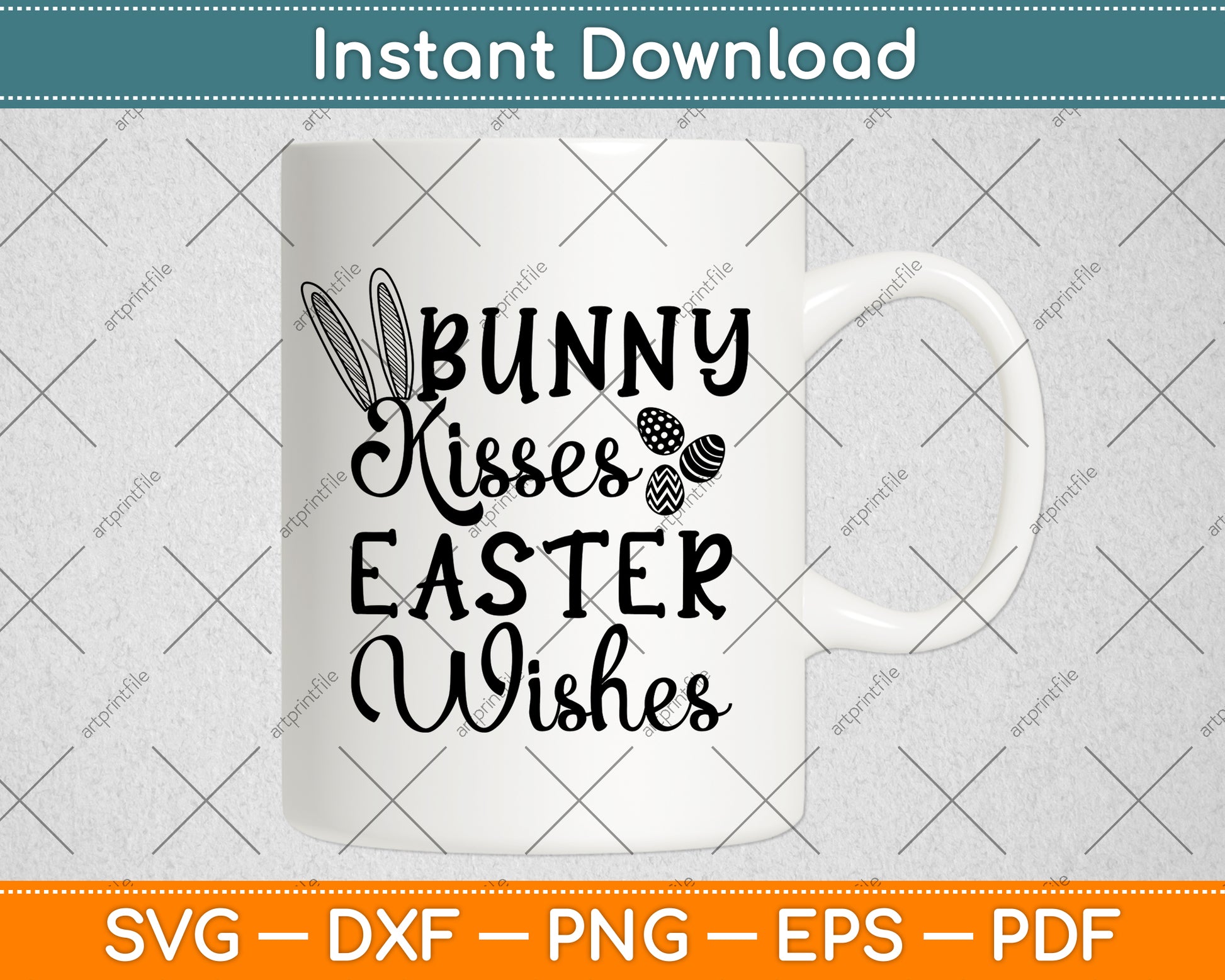 Bunny Kisses Easter Wishes Easter Sunday Svg Design Digital Cutting File