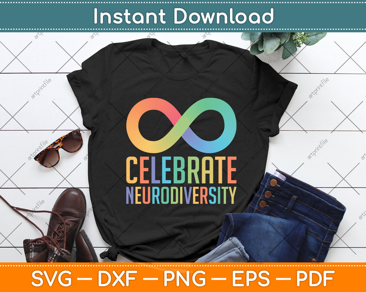 Celebrate Neurodiversity Mental Health Autism Awareness Svg Png Dxf Cutting File