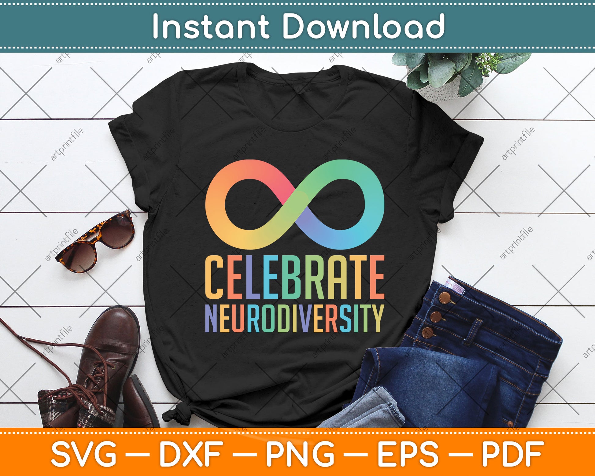 Celebrate Neurodiversity Mental Health Autism Awareness Svg Png Dxf Cutting File
