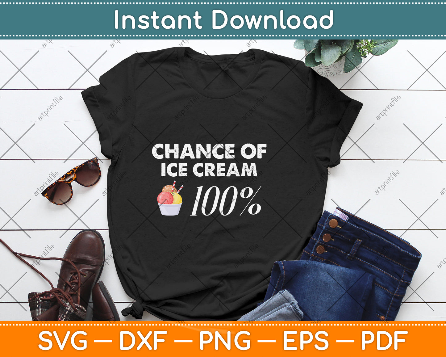 Chance Of Summer Ice Cream Svg Png Dxf Digital Cutting File