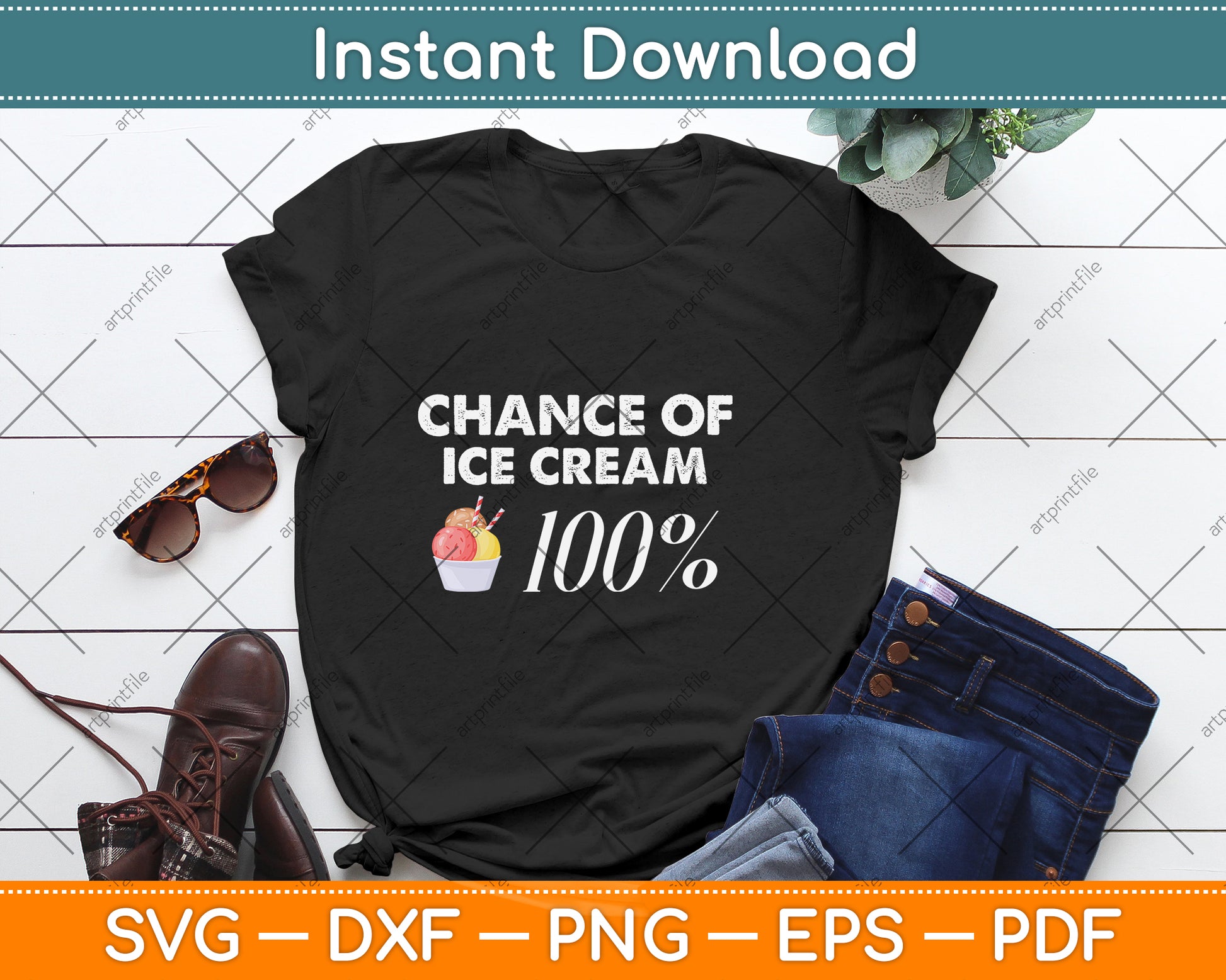 Chance Of Summer Ice Cream Svg Png Dxf Digital Cutting File