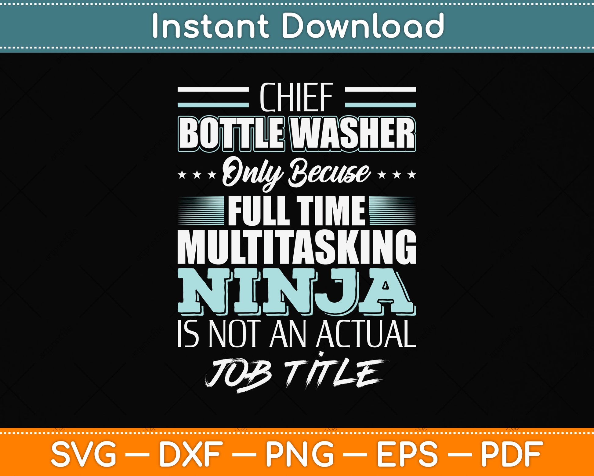 Chief Bottle Washer Job Title - Funny Chief Bottle Cleaner Svg Png Dxf Cutting File