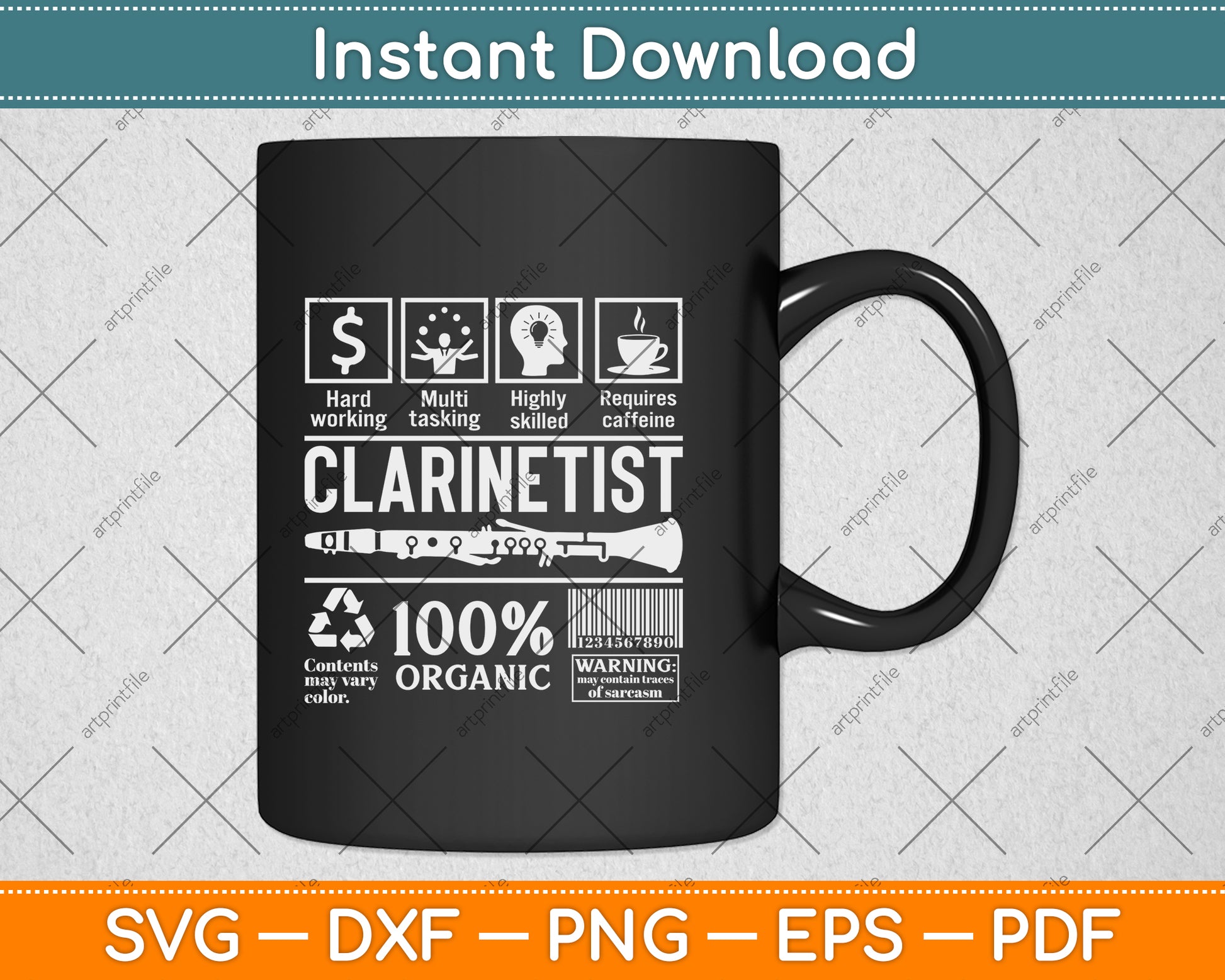 Clarinet Funny Player Svg Png Dxf Digital Cutting File