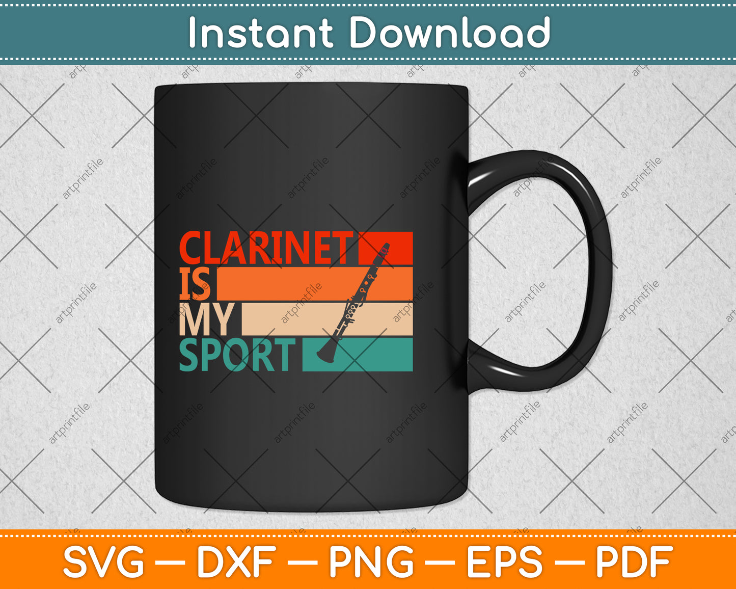 Clarinet Is My Sport Funny Clarinet Player Retro Vintage Svg Png Dxf Digital Cutting File