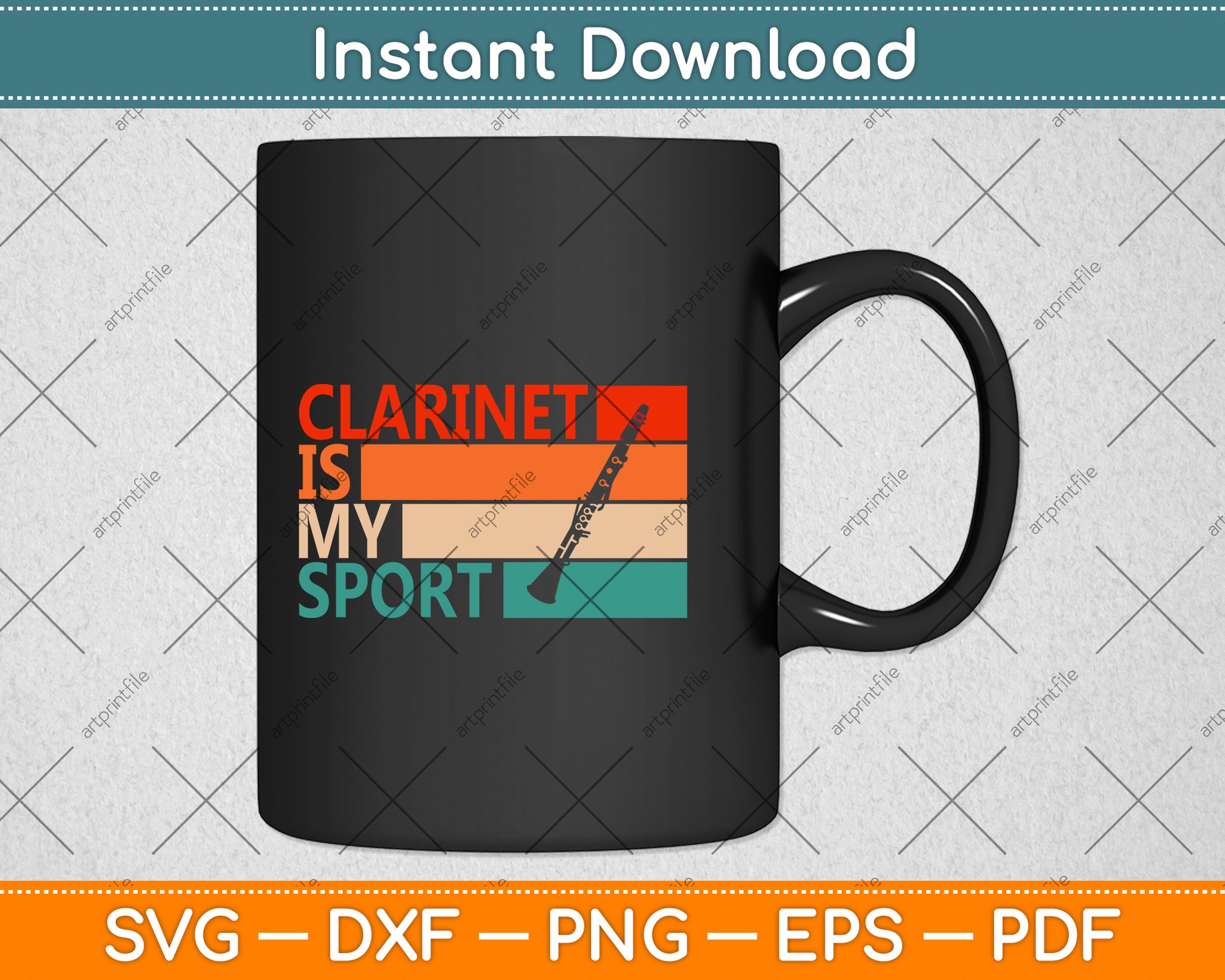 Clarinet Is My Sport Funny Clarinet Player Retro Vintage Svg Png Dxf Digital Cutting File