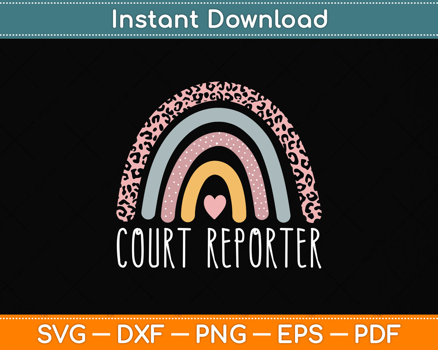 Court Reporter Rainbow Leopard Funny Court Reporter Svg Png Dxf Digital Cutting File
