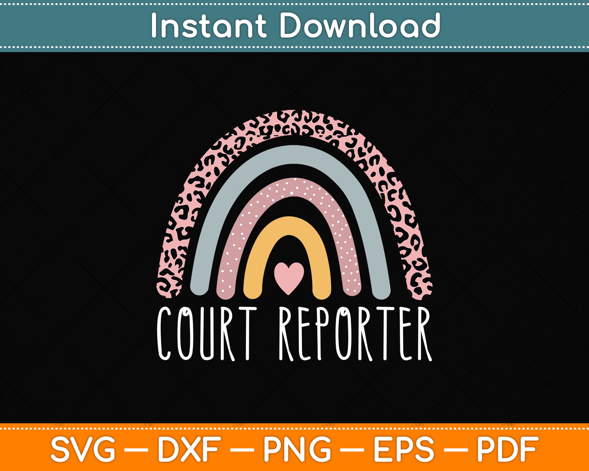 Court Reporter Rainbow Leopard Funny Court Reporter Svg Png Dxf Digital Cutting File