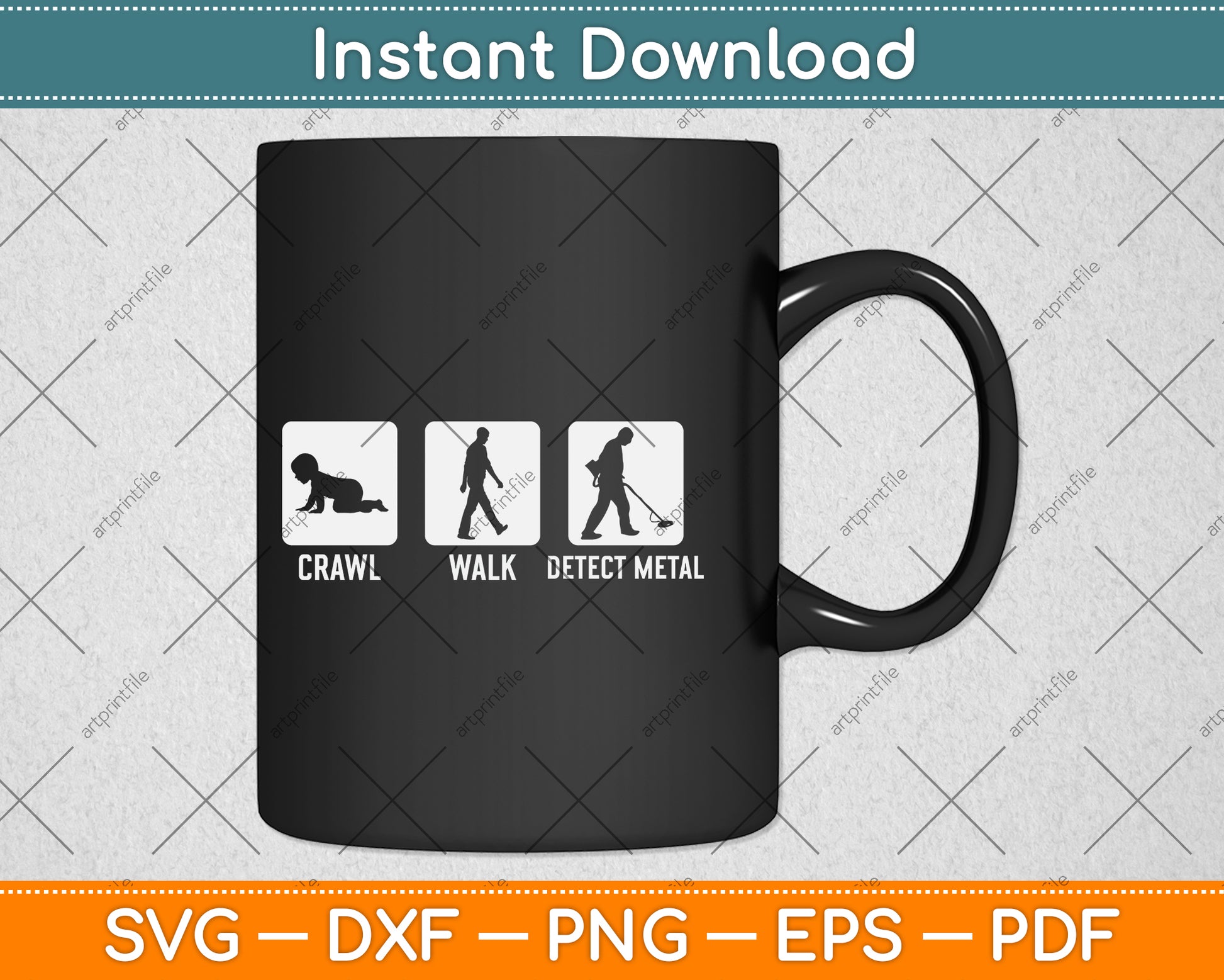 Crawl Walk Detect Metal Svg Png Dxf Digital Cutting File