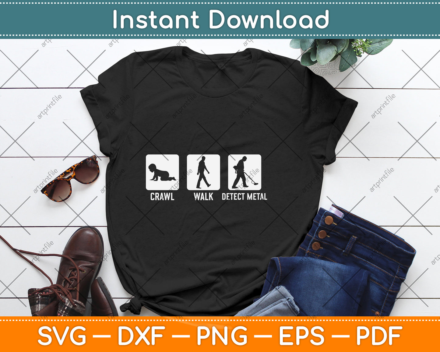 Crawl Walk Detect Metal Svg Png Dxf Digital Cutting File