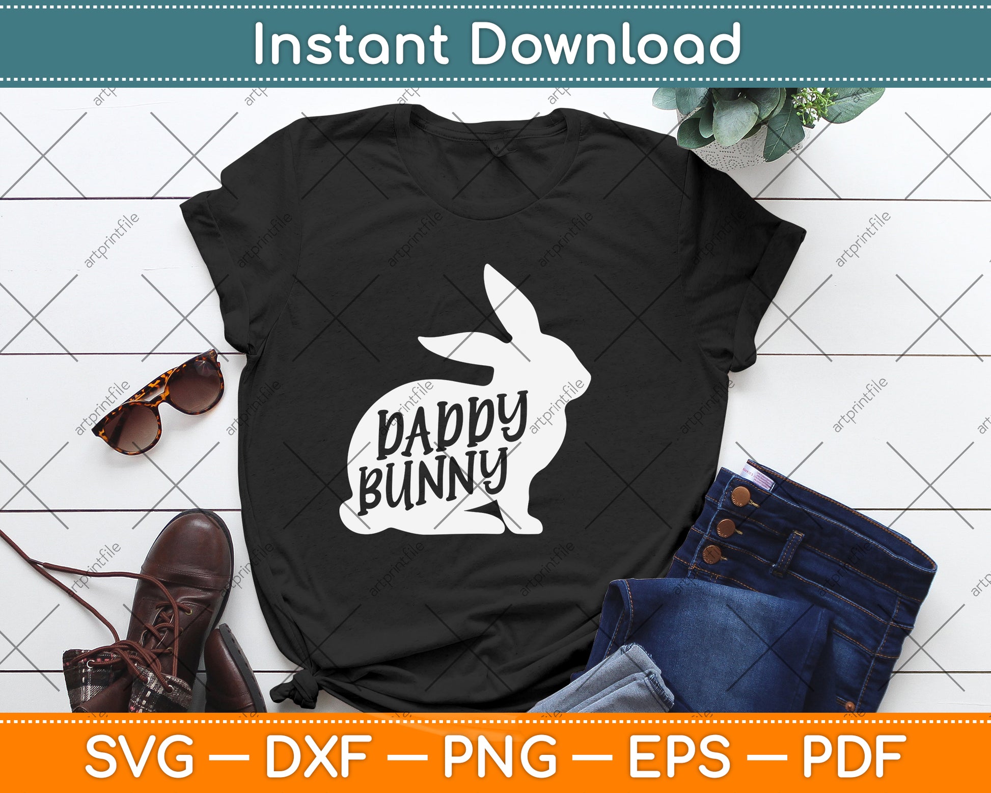 Daddy Bunny Easter Dad Father Papa Svg Png Dxf Digital Cutting File