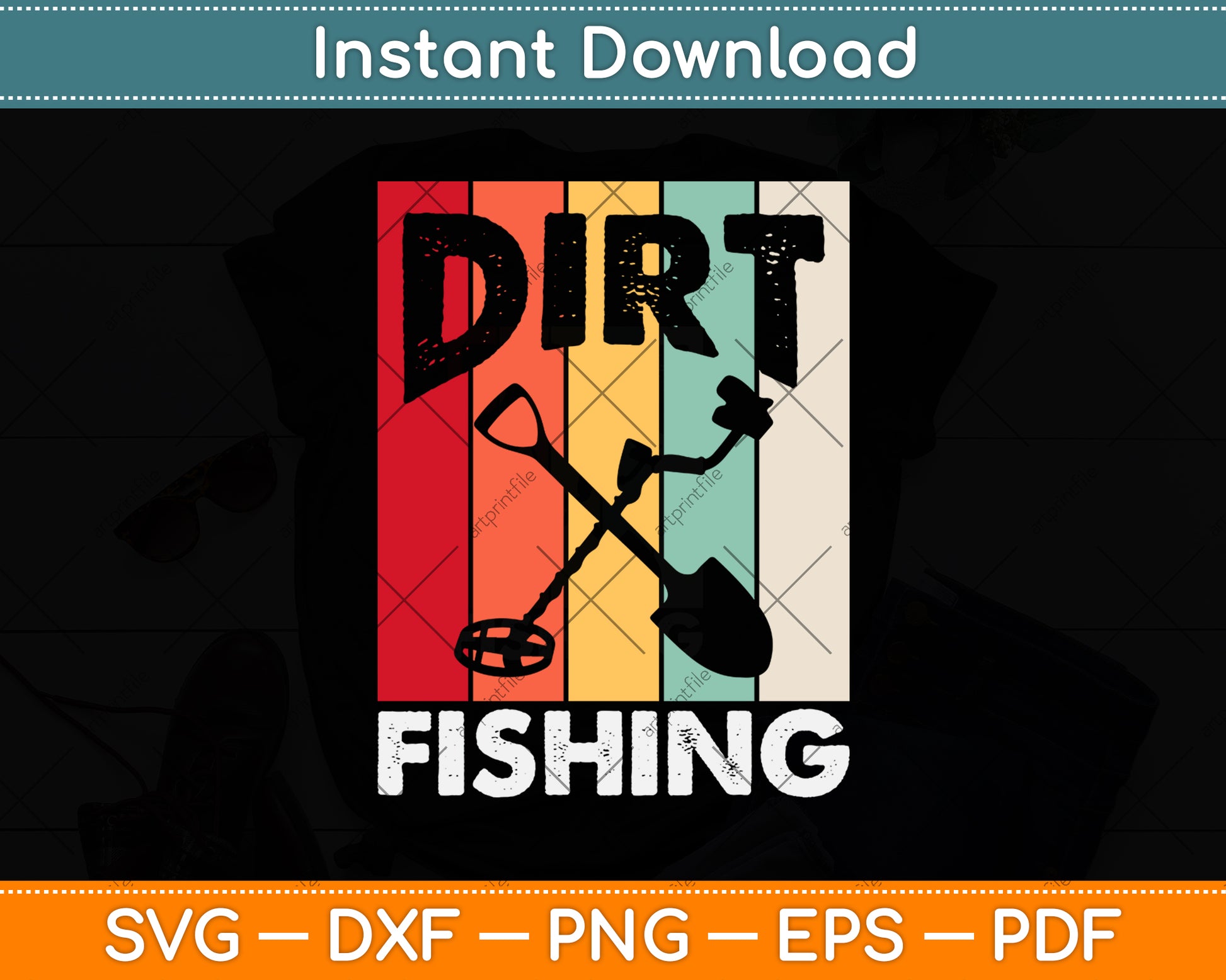 Dirt Fishing - Funny Beach Treasure Detecting Metal Detector Svg Png Dxf Cutting File