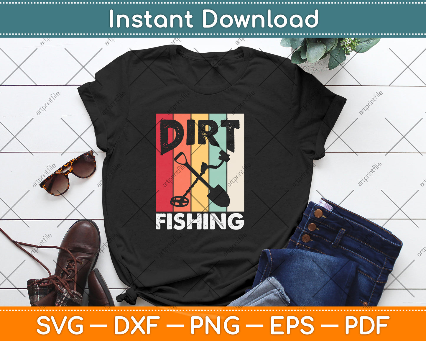 Dirt Fishing - Funny Beach Treasure Detecting Metal Detector Svg Png Dxf Cutting File