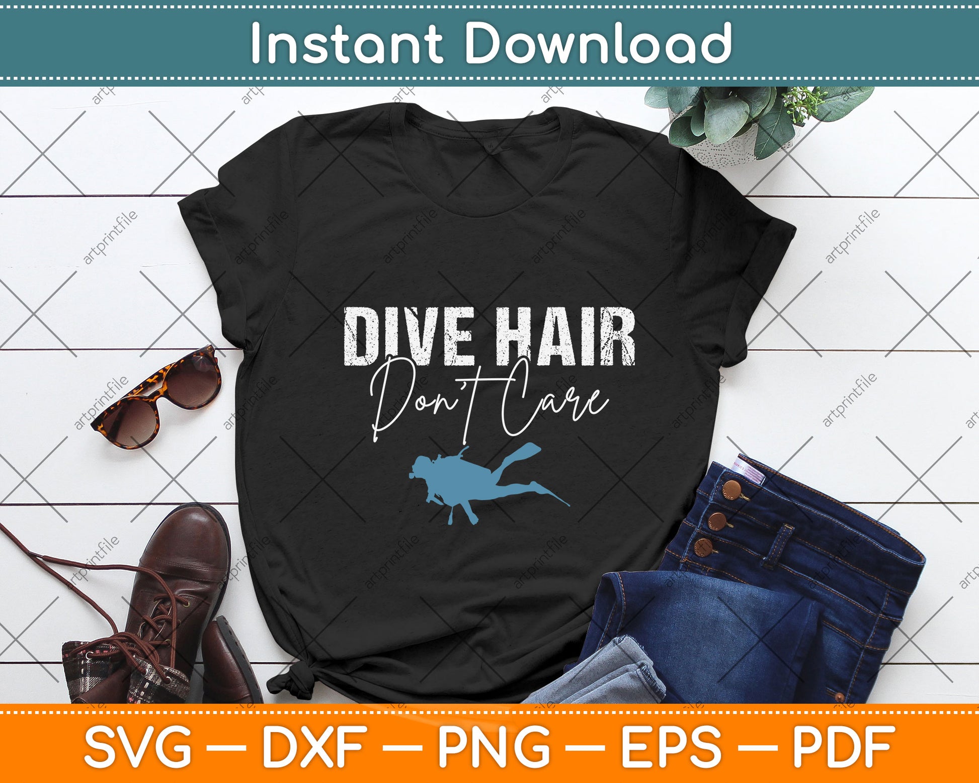 Dive Hair Don't Care Svg Png Dxf Digital Cutting File