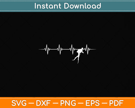 Diving Heartbeat Scuba Divers Svg Png Dxf Digital Cutting File