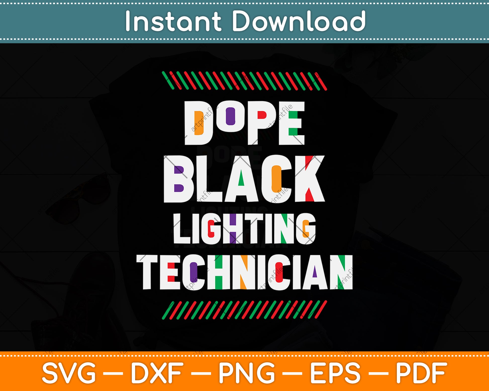 Dope Black Lighting Technician Svg Png Dxf Digital Cutting File